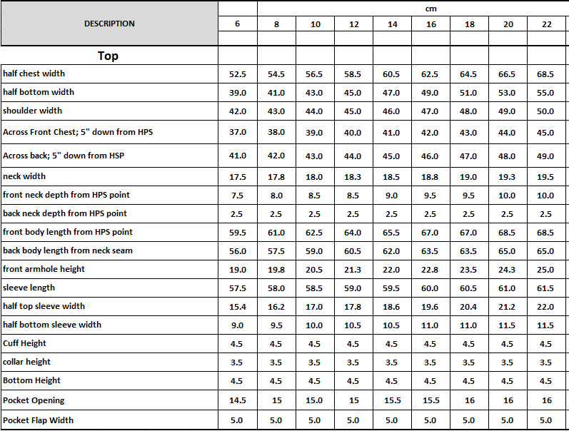 Size Chart
