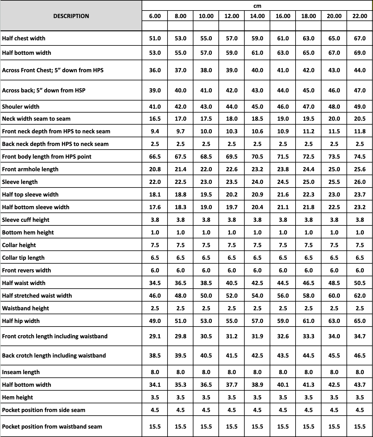 Size Chart