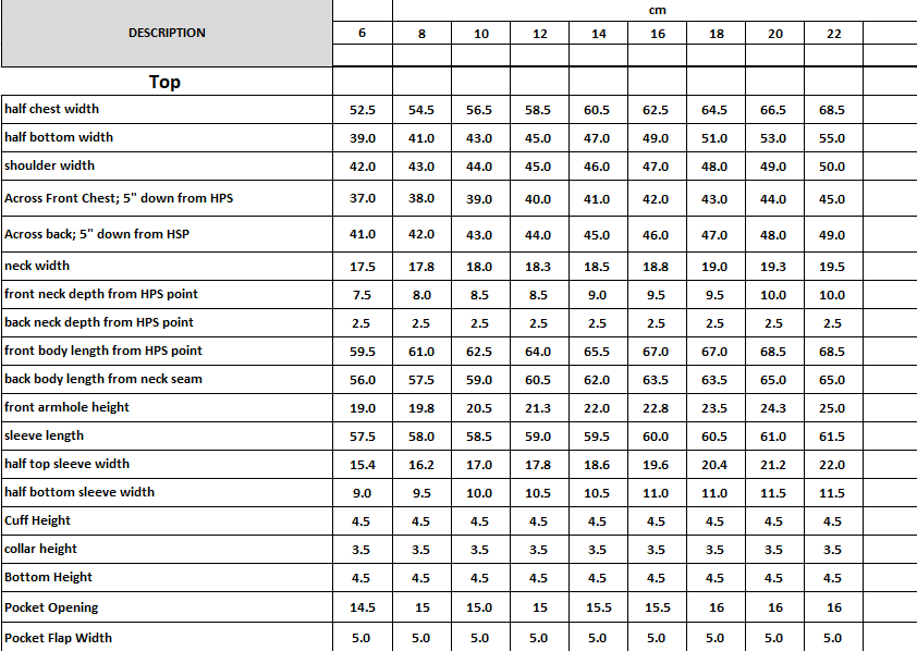 Size Chart